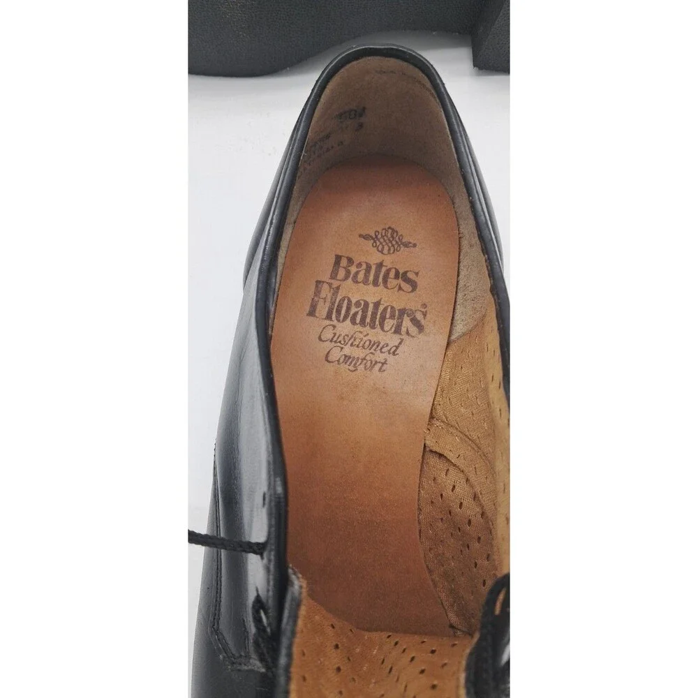 Vintage Bates Floaters Mens 10.5 Black Leather Derby Dress Shoes Comfort USA